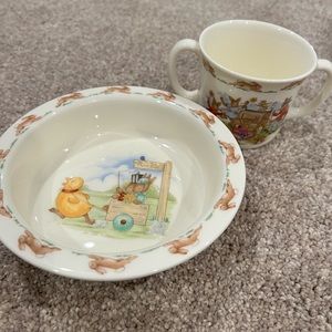 Bunny kins Royal Doulton bowl and matching cup